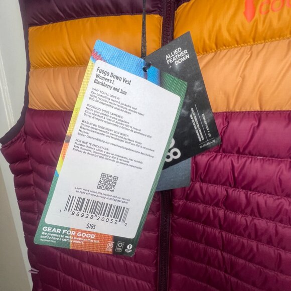 Cotopaxi Fuego Down Vest - Women's Blackberry & Jam 800 Fill NWT - Picture 3 of 4